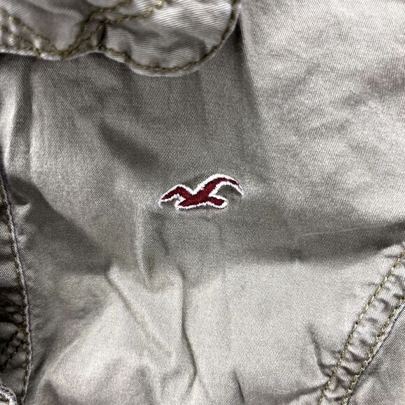 Hollister Parka Jacket Junior Large Olive Green Adjustable strings button pocket - Picture 10 of 16